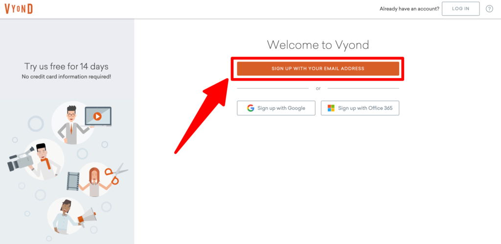 Vyond新規登録画面のスクリーンショット