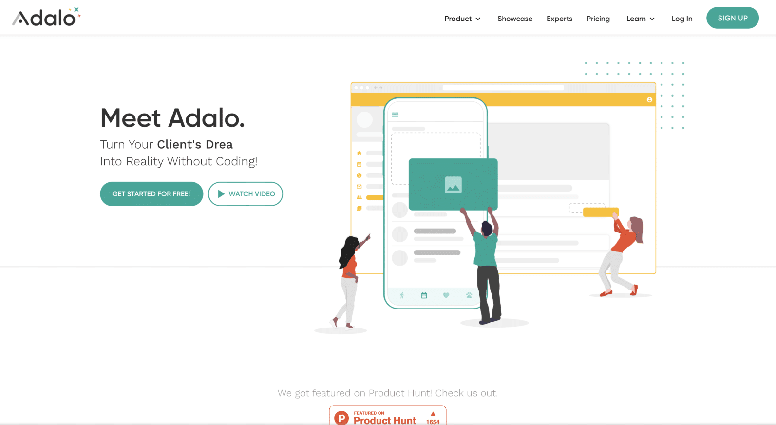 Adaloのランディングページのスクリーンショット