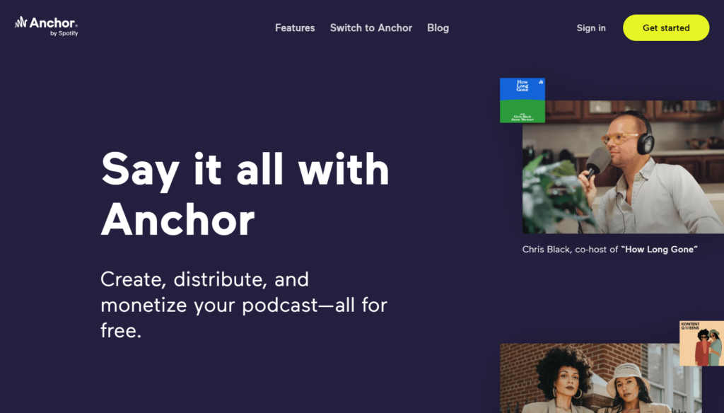 Anchorの公式サイトトップページ画像