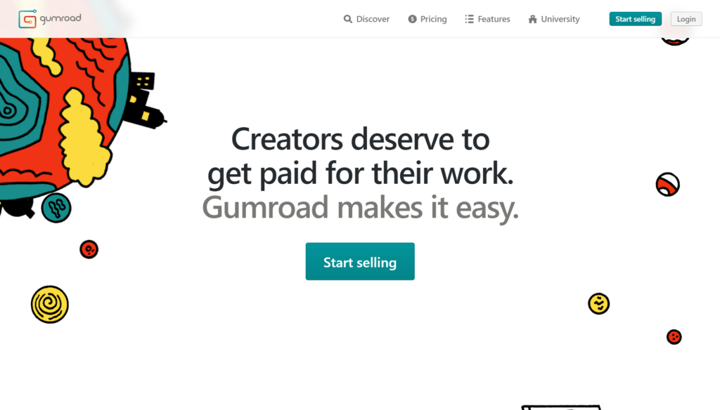 Gumroadの公式サイトトップページ画像