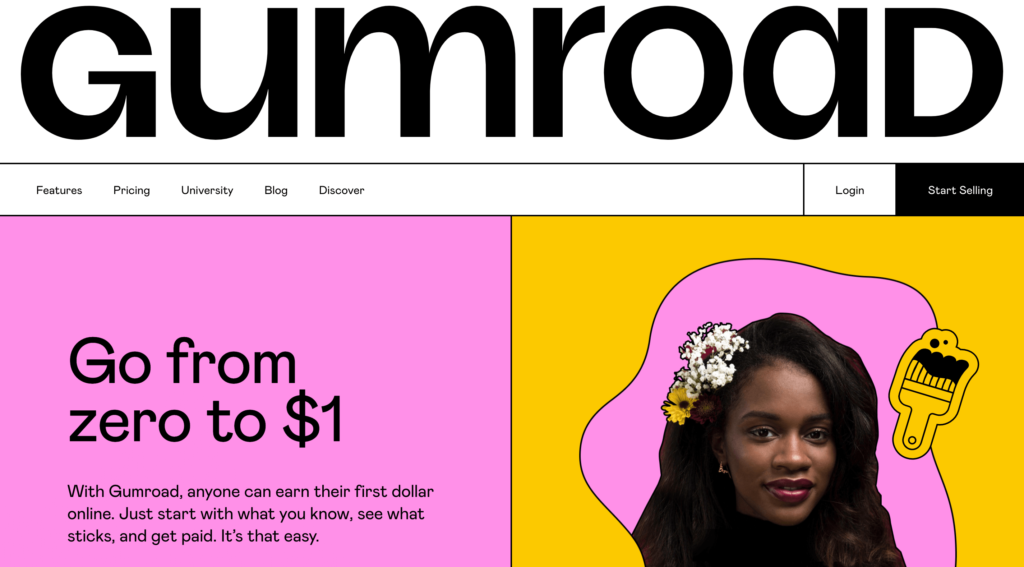 Gumroadの公式サイトトップページ画像