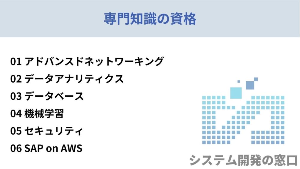 専門知識の資格についてまとめたスライド