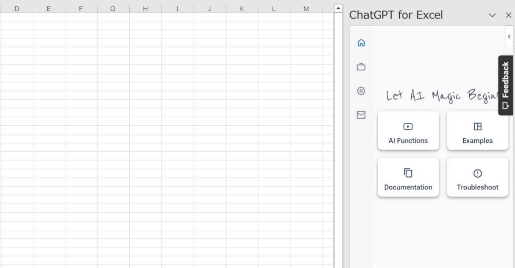 ChatGPT for Excelのスクリーンショット