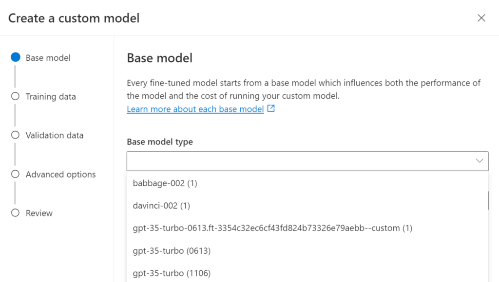 Azure Open AIではカスタムモデルを構築できる